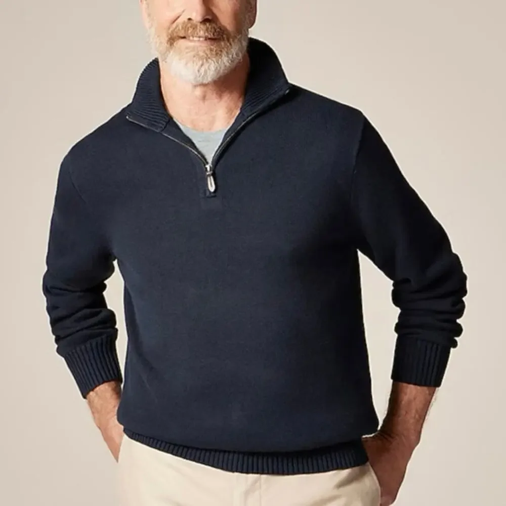 J.Crew Men's Heritage Cotton Half Zip Sweater Navy Blue Size XS NWT
